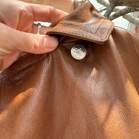 Vintage Marciano buffalo leather single-breasted trench coat - Picture 7 of 12